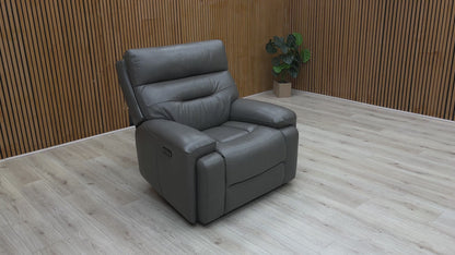‘Cinemax' Le-9308 Grey Leather Power Recliner Chair with Power Headrest