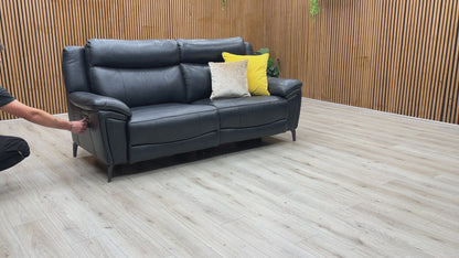 ‘Panache' Navy Blue Cat-40_24 Leather 3 Seater Power Recliner Sofa with Power Headrests