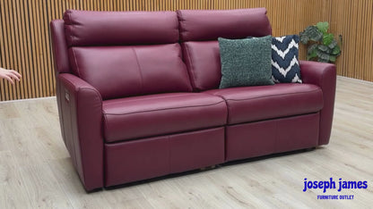 G Plan ‘Wren’ P214 Capri Claret Red Leather 2 Cushion 3 Seater Power Recliner Sofa with Power Headrests and Power Lumbar