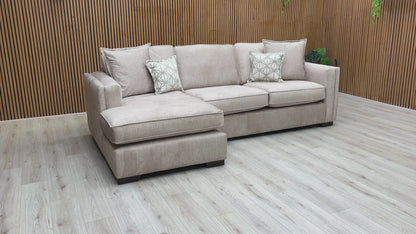 ‘Chelsea' Beige Vogue Velvet Large Left Hand Facing Open End Corner Chaise sofa