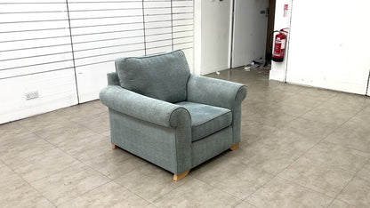 Video for the Sofology 'Ashford' armchair, which demonstrates the chair's features, size, or placement in a living room setting