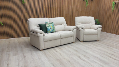 G Plan ‘Seattle’ B273 Borla Crisp Ok Cream Woven Fabric 2.5 Seater Sofa + Armchair