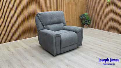 ‘Ricky’ Charcoal Grey Teddy Velvet Power Recliner Chair - Set of 2