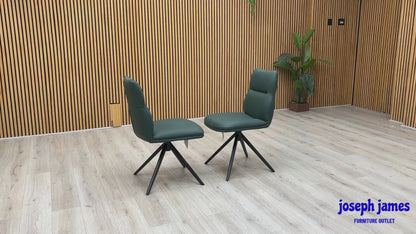‘Quattro' Green Faux Leather Pair of Swivel Dining Chairs