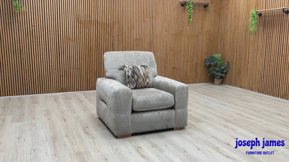 ‘Melrose’ Silver Chenille Fabric Armchair