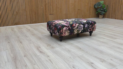 ‘Dame' Floral Pattern Dame Floral Fabric Banquette Footstool