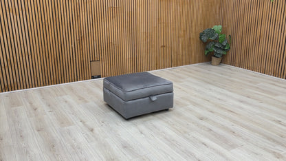 ‘Felix’ Steel Grey Velvet Storage Footstool