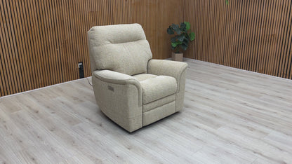 Parker Knoll ‘Hudson 23’ Cromwell Barley 001355-0042 Fabric Power Recliner Chair with Power Headrest and Power Lumbar