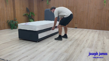 ‘Billy’ Carbon Grey Fabric Guest Bed Including 2x mattress - Single