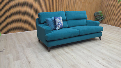 The Lounge Co. 'Romilly' Dra008 Dragoneye Teal Wa Ft Fabric 3 Seater Sofa