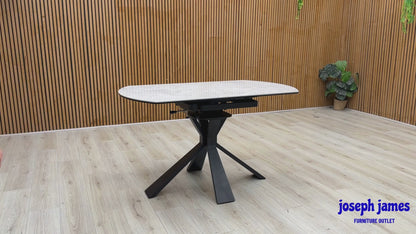 'Crete' Ceramic Top Round Swivel Extending Dining Table