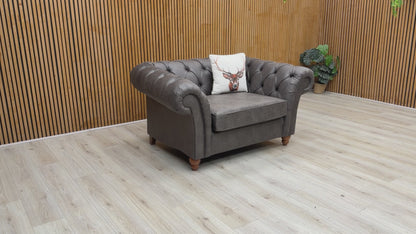 ‘Gosford’ Monza Charcoal Leather Snuggler Chair