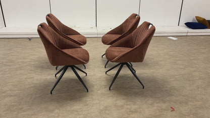 'Jai' Rust Fabric Set of 4 Swivel Dining Chairs