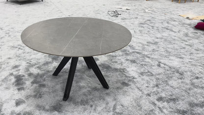 ‘Kore’ Grey Sintered Stone Round Dining Table