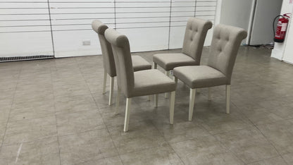 'Annecy' Soft Grey Paint Upholstered Fabric Roll Back Dining Chairs - Set of 4