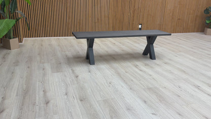 Bodahl ‘Terra’ 02 Smoked Solid Oak Compact 160cm Dining Bench with Metal X-Shaped Legs