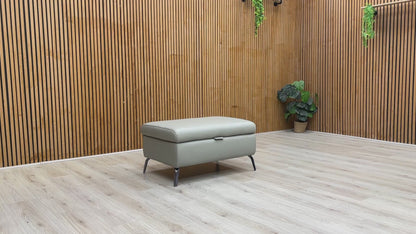 ‘Jude’ Montana New Grey Cat-60:28 Leather Storage Footstool