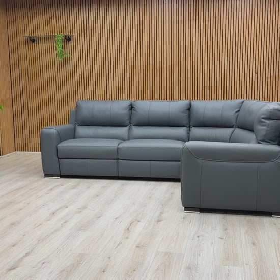 Product feature video demonstrating the smooth power recliner mechanism and the high-quality 100% leather upholstery of the Viali Verona.