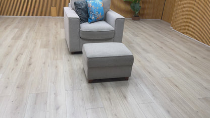 'Comfi' Dallas Silver Dark Ft Fabric Chair + Storage Footstool