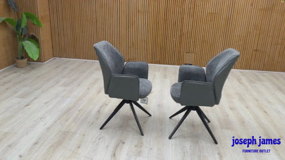 'Julio' G6 Anthracite Grey Faux Leather Pair of Swivel Dining Chairs
