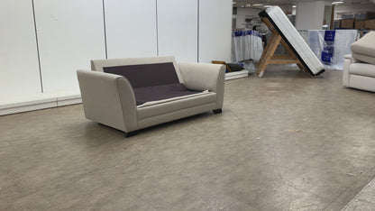 ‘Poppy' Beige Linen Fabric Large 2 Seater Sofa Bed