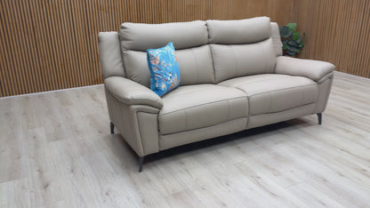 'Panache' Oyster Cat-40-08 Leather 3 Seater Sofa