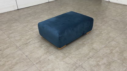 'Zika' Dark Blue Sensual Velvet Plain Banquette Footstool