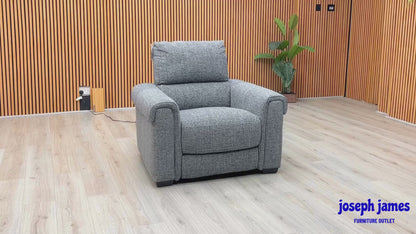 ‘Nixon’ Gun Metal Grey Fabric Power Recliner Chair