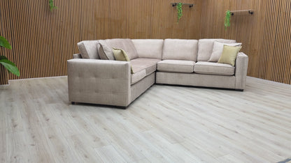 'Chelsea' Vogue Beige Velvet Formal Back 2 Corner 2 Sofa