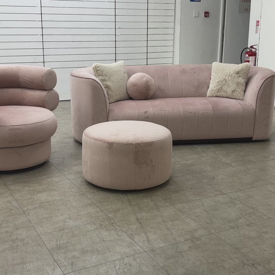 Video 'Fitzrovia' Matt Velvet Blush Mix 3-piece furniture set, featuring the plush foam-filled cushions.