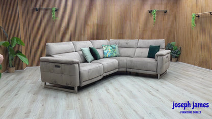 ‘Moet’ 51014 Opulence Cedar Fabric Power Recliner Corner Sofa with Telescopic Headrests