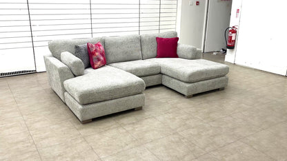 'Essie' Stone Essie Body Woven Fabric Double Ended Chaise Sofa