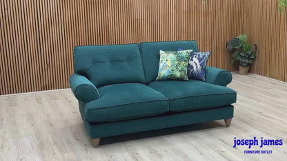 The Lounge Co. ‘Bronwyn’ Eve259 Evening Teal Velvet Fabric 2.5 + 2.5 Seater Classic Back Sofa Set