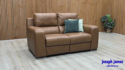 Marinelli 'Viali' Cometa Bark Brown 2877 Leather 2 Seater Power Recliner Sofa