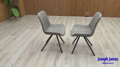 'Rocket' Taupe Faux Leather Pair of Dining Chairs