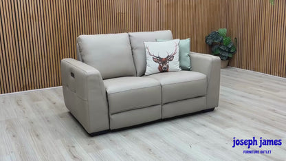 ‘Dinky’ Oyster Cat-40_08 Leather 2 Seater Power Recliner Sofa