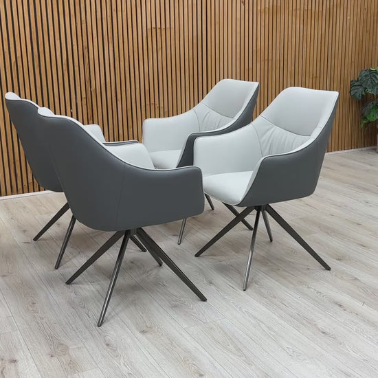 Video preview of the Portofino dining chair, showcasing its features and faux leather material.