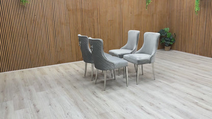 ‘Dolce’ Grey Velvet Knocker Handle Dining Chair - Set of 4