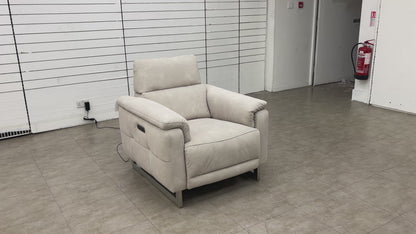 'Moet' 43501 Dexter Ivory Fabric Power Recliner Chair with Telescopic Headrest