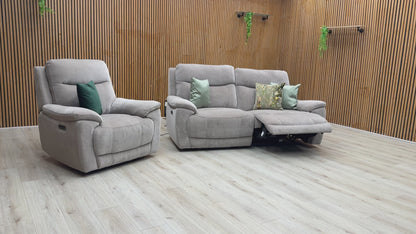 'Sloane' Manhattan Nutmeg Fabric 3 Seater Power Recliner Sofa + Power Chair