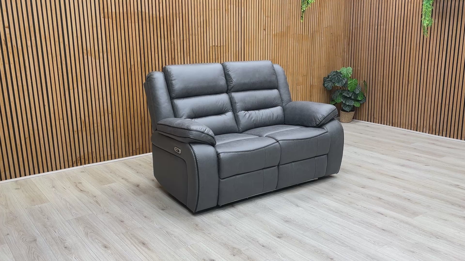 Video of the Electric Recliner function and LED lights of the Vegas Charcoal Grey Sofa.