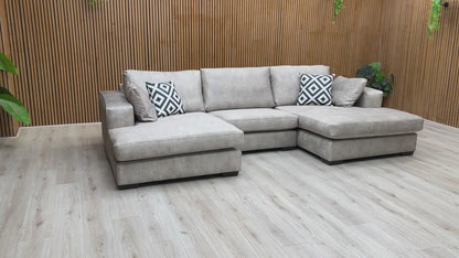 ‘Larry’ Infinity Pearl Grey Velvet Double Ended Chaise Sofa
