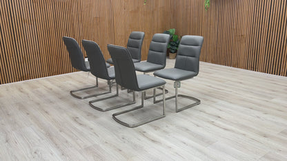 ‘Cashmere’ Charcoal Faux Leather Cantilever Dining Chair - Set of 6