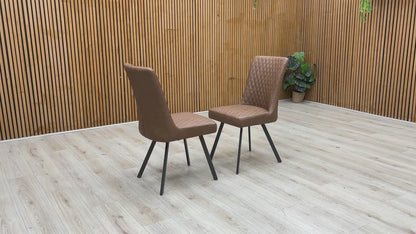 ‘Earth’ Tan Brown Faux Leather Set of 2 Dining Chairs