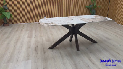 'Ariya' Marble Effect Sintered Stone Top Dining Table