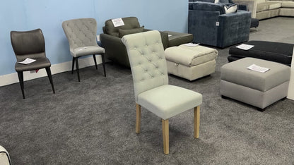 'Hamilton' Light Grey Fabric Roll Back Button Back Dining Chair
