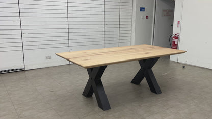 Bodahl 'Loki' 52 Natura Bianca Solid Oak Swiss Top 200cm Dining Table with Metal X-Shaped Legs