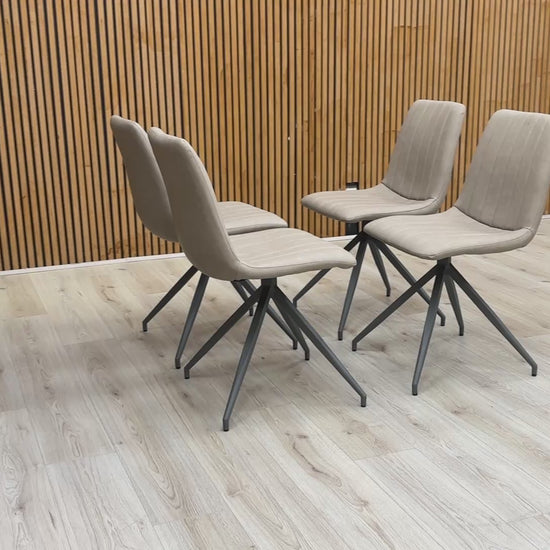 Video for a product video demonstrating the quality and features of the 'Isaac' Taupe Faux Leather Dining Chair.