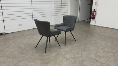‘Messina’ Graphite Grey Faux Leather Dining Chairs - Set of 2