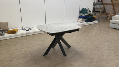 ‘Warrior’ Crystal White Sintered Stone Extending Dining Table